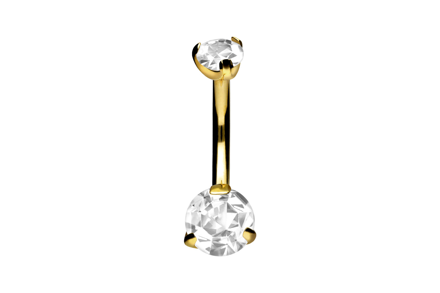 Titan Mini Bananabell Piercing mit Innengewinde 2 KRISTALLE